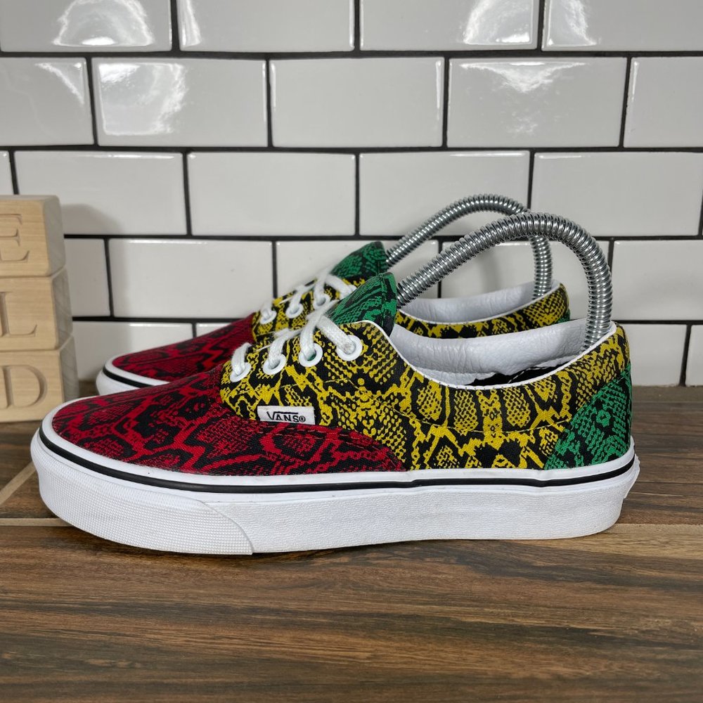 Vans Era Womens Size 6.5 Shoes Multi Python Rasta Canvas Lace Up Skate Sneakers